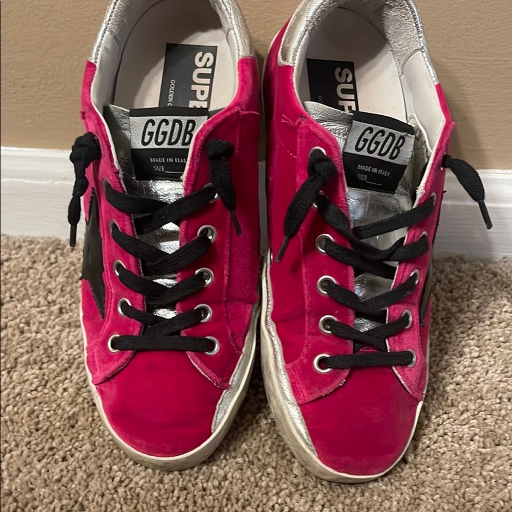 Golden Goose Pink and Black Suede Sneakers